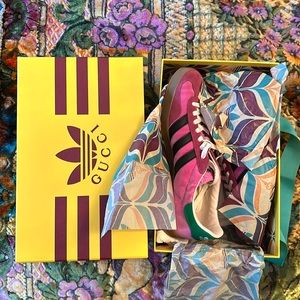Gucci Adidas pink gazelles